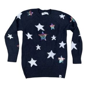 Abercrombie Kids Black Sequin Star Sweater Top Girls Size 5/6